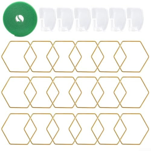 HomeVortex 18 enrejados hexagonales de cadena para colgar cestas y plantas en maceta, hermoso uso de acento en el hogar, adecuado para una variedad de plantas trepadoras, cestas colgantes
