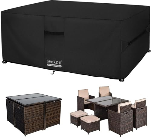 Dokon Housse Table de Jardin, Bâche Salon & Mobilier Exterieur Imperméable