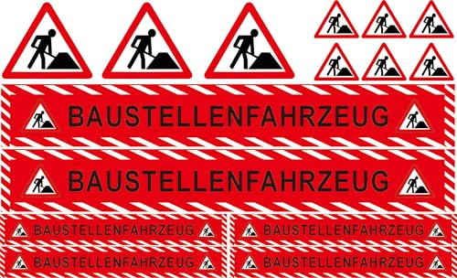 Baustellenfahrzeug Aufkleber Set – 15-Teilig – Perfekt für Bobbycar, Fahrrad, Helm – Für Kinder & Modellbau – Witterungsbeständig (Baustellenfahrzeug)