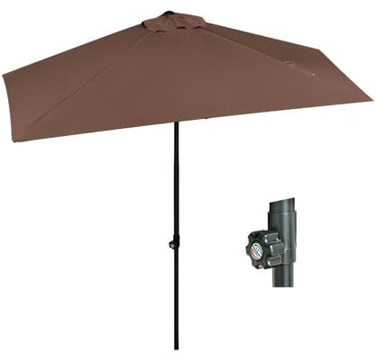 HAOKKV Ombrellone Da Balcone Semi-rettangolare - Ombrellone Da Terrazzo Altezza Regolabile - Per Piccoli Spazi, Contro Il Muro - 250 × 130 Cm(Coffee)