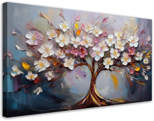 Feeby Stampa su Tela - Quadri Moderni Soggiorno - Quadro Camera Da Letto - Astrazione colorata dell'albero della vita - 80x40 cm - Decorazioni Parete