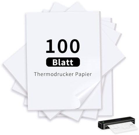 100 Feuilles Papier Thermique A4,Papier Imprimante Thermique Séchage Rapide, Papier Imprimante Thermique pour Documents, Fichiers, Documents et Photos
