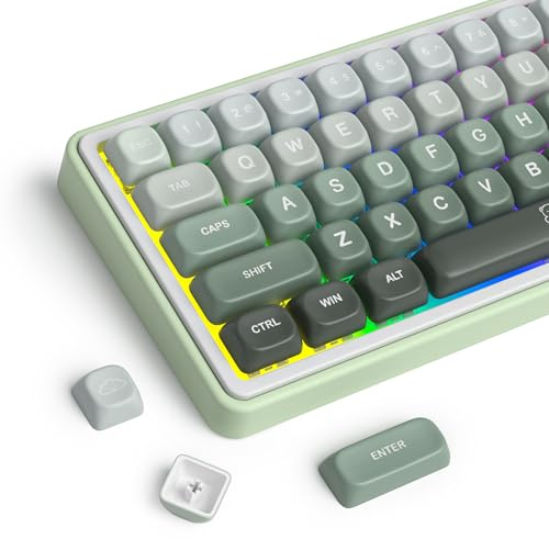 Guffercty kred MOA Profile Keycaps Set 132 PCS, PBT Keycaps Compatible with Cherry MX Switch 60% 65% 75% 100% Mechanical Keyboards for Gaming & Office (MOA-Gradient Green)