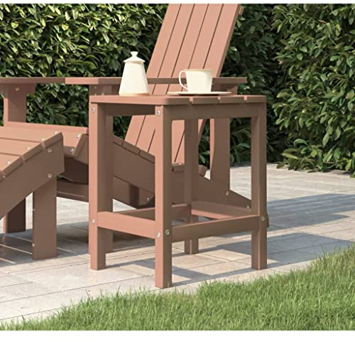 HaoChrymec Adirondack-Gartentisch Braun aus HDPE, Wetterfest, Pflegeleicht, Beistelltisch Outdoor, Balkon Tisch, Loungetisch Garten, 38 x 38 x 46 cm