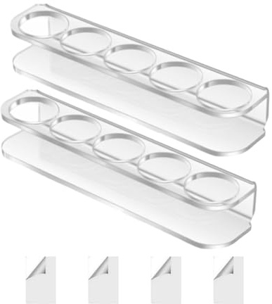 Organizador de soporte de almacenamiento de refrigerador - Almacenamiento acrílico en 5 ranuras | Organizador de botellas de agua apilables | Organizador de especias para macetas y condimentos, cocina