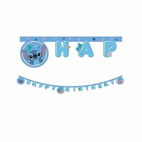 Festone Happy Birthday Stitch & Angel 2 Metri Addobbi per la tua Festa di Compleanno