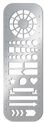 ORIGACH Edelstahl Lesezeichen-Schablone für Bullet Journal, 6.8×20.3 cm | Lackiervorlage aus Edelstahl geeignet für zeichnen, Gravur sowie künstlerische Handarbeiten