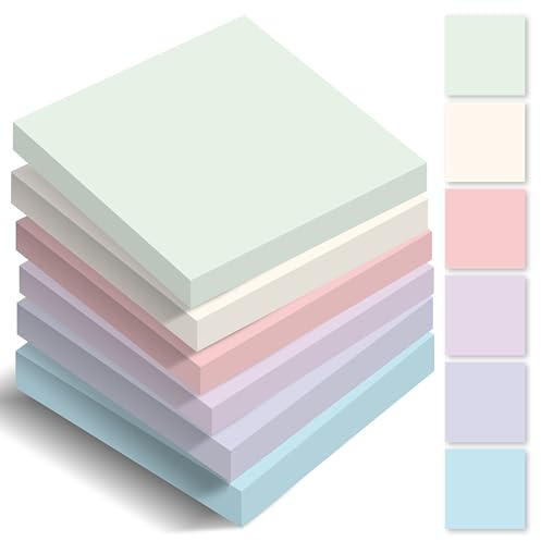 BIROYAL Haftnotizen, 420 Blatt Sticky Notes, 76 x 76 mm, Mint Pastell | 6 Blöcke Selbstklebende Klebezettel bunt, Leicht zu Beschreiben, Wiederaufklebbar, Notizzettel für Schulsachen, Schule, Büro