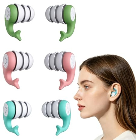 3 paia di tappi per le orecchie da nuoto per, in silicone, impermeabili, compatibili con filtro antirumore, protezione per le orecchie per, riutilizzabili, per piscina