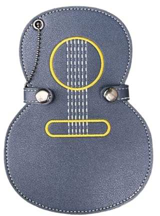 Buxuaaaa Gitarrplektrum förvaringsfodral med broderi PU-läder plektrum förvaringsbehållare för musiker och instrumentsamlare broderad gitarr plektrumhållare, BLÅ, en storlek