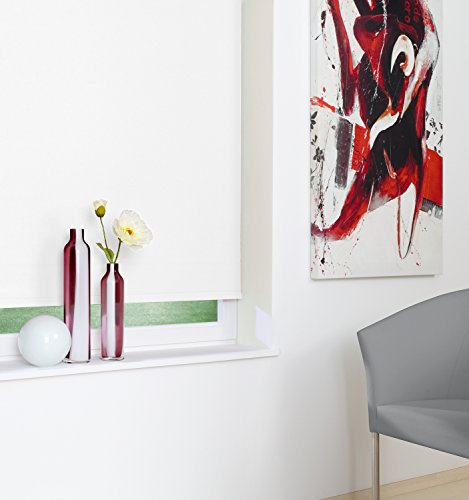 JalousieCrew Kettenzugrollo Verdunklung Weiß Seitenzug Rollo - 062 bis 202 cm Breite - Länge 130 oder 230 cm - Sichtschutz Tür (202 x 130 cm)