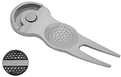 Golf Divot Werkzeug, Metall Golf Reparatur Stellplatz Gabel Grünes Reparatur Werkzeug mit Golfball Markierung(GOLF)