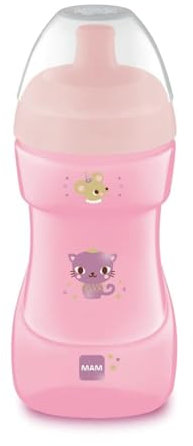 MAM Sports Cup Tazza, con Beccuccio Antigoccia, 12+ Mesi, 330 ml, Rosa