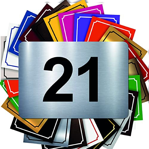 Numéro Pour Boîte Aux Lettres Adhésif - Numéro De Maison PVC – Plaque Gravée À Personnaliser - MEDIUM 7 x 5 cm (Gris Alu Métallisé)