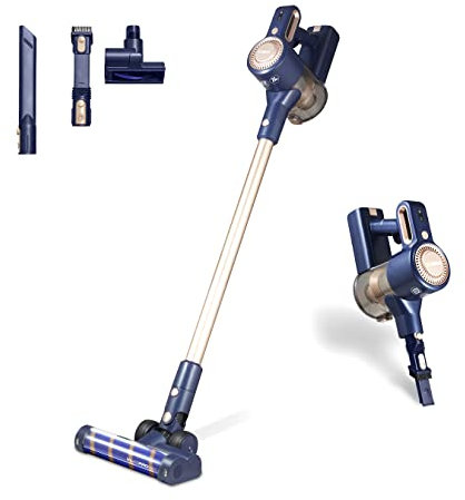 Tower T513009 VL45 Cordless 3-in-1 Vacuum Cleaner with HEPA Filter & Anti-Tangle Floor Head, 1L, 22.2V Li-ion Rechargeable Battery, Dark Blue & Gold