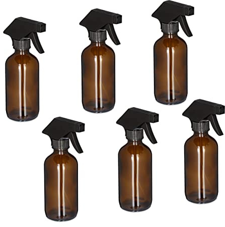 Relaxdays Sprühflasche Glas, braun, 6er Pack
