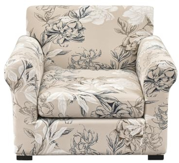 FORCHEER Sofa Covers for Single Cushion Couch Stretch Floral 2 Piece Armchair Slipcover with 1 Separate Chair Cushion Couch Cover Washable (Armchair, Styles 4)