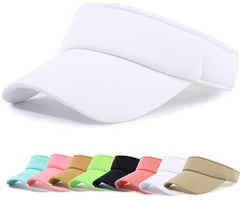 Wioklwe Sun Visor Cap - Women Ponytail Baseball Cap Adjustable Sport Outdoor Plain Visor Cap Golf Tennis Hats for Women Men (UK, Alpha, One Size, White)