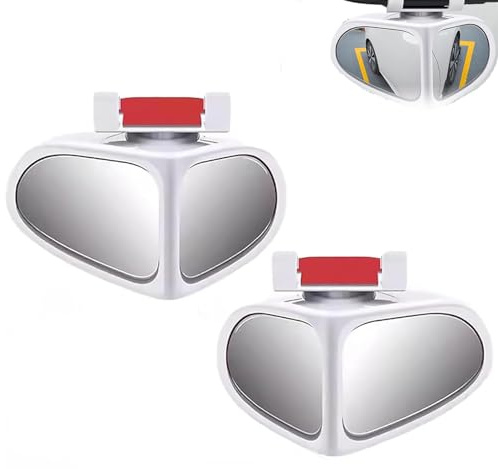 Wjelet 2 Pcs Toter Winkel Spiegel Auto, 360° Drehbarer, Verstellbarer HD-Glas-Spiegel, Konvex, Universelle Passform für SUV, Van, LKW, Selbstklebende, Wasserdichte Toter-Winkel
