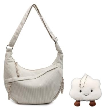 EIMZU Crossbody Bag Damen Cord Groß, Schultertasche Damen, Halbmond Tasche, Half Moon Bag, Tasche Schultertasche Moon Bag