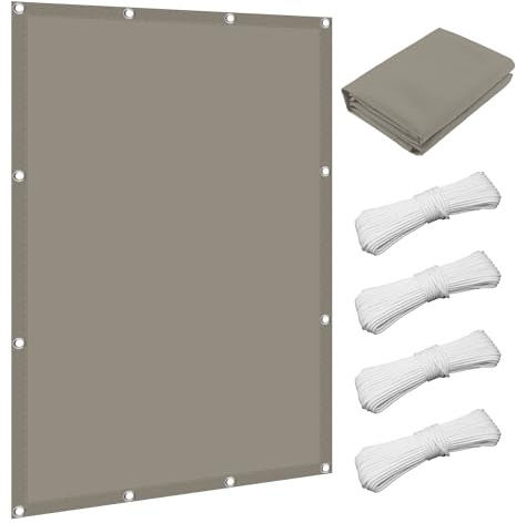 Tenda a Vela Telo Parasole 250 x 400 cm Protezione Raggi UV 98% Tenda da Sole per Balcone Anti UV Antivento con Occhielli con Fune per Piscina Piante Villa Serre, Tortora