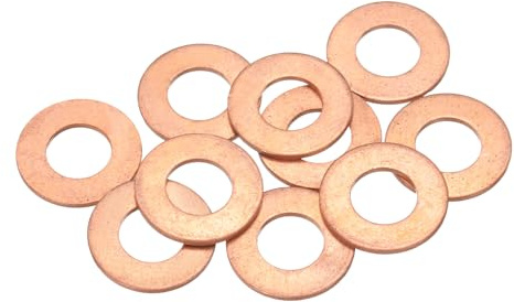uxcell 10 rondelle piatte M12 x 24 x 2 mm, rondelle di tenuta metriche in rame (T3, processo di ricottura)