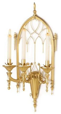 AIM & GGKK Gothic Wall Candle Holder – 3 Gold Candle Sconces, Cathedral Arch Wall Mounted Candle Sconce for Living Room, Entryway, or Dining Room