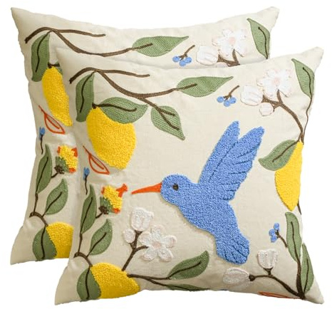 Artoid Mode Lot de 2 housses de coussin décoratives d'été pour canapé, salon, 45 x 45 cm
