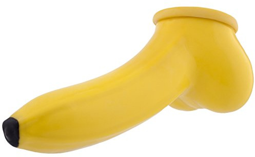 TOYLIE Latex Penishülle Banane Schaftlänge 13cm - Penis-Sleeve mit Hodensack im Bananen Design - gerne auch als Scherzartikel (13 cm Schaft) - MADE IN GERMANY