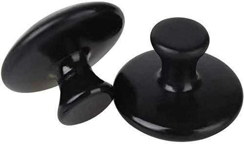 ANCLLO Lot de 2 pierres chaudes en forme de champignon - Outils pour le corps et le visage - Massage essentiel - Noir