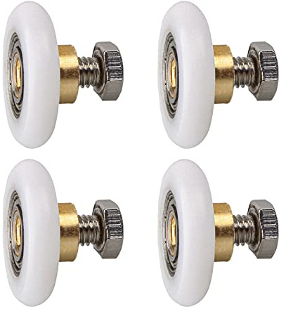 Qikuver Duschtürrollen 27mm Duschtürrollen Duschkabine Rollen, Ersatzteile Duschkabinen Duschtür Schiebetür Ersatzrollen für Duschkabinentür, obere und untere Ersatzteile, 4 Stück (27MM)