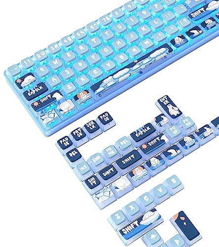 MAMBASNAKE 120 Keys PBT Pudding Keycaps Set,ASA Profile,Dye-Sublimation,ANSI US Layout for 61 68 87 98 104 108 Mechanical Keyboard,Compatible with Cherry Gateron Otemu Kailh MX Structure (Polar Bear)