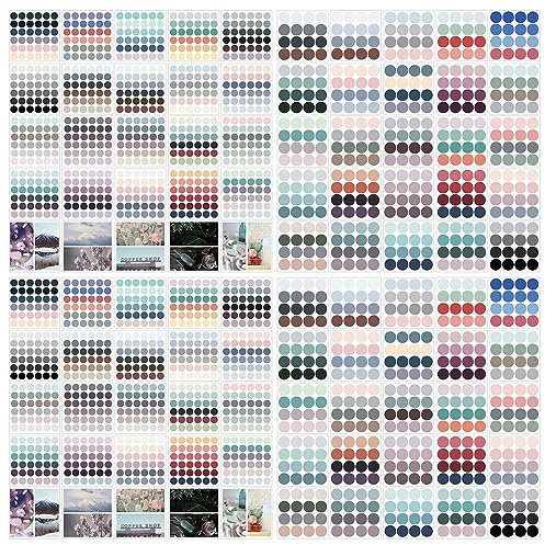 Daelesr 100 Blätter Klebepunkte Runde, Punktaufkleber 8mm/15mm, Bunte Punktaufkleber, Etiketten Markierungspunkte, Punkte Sticker für Kalender, Planer, Scrapbooking, Album Aquarell (A)