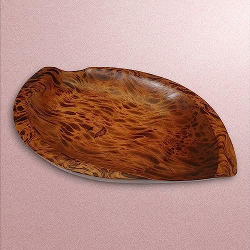 Kinaree Bol ovale en bois de manguier - Bol à goûter en bois véritable - Bol à fruits dans différentes tailles et motifs (grand)