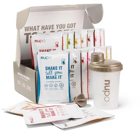 NUPO Diet Taster Pack I Clinically Proven Total Meal Replacement for Weight Management I 1 x Shaker, 8 x Diet Shakes, 3 x Soups, 7 x Meals I Low Calorie & GMO Free