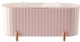 Soulnioi Qtip hållare sminkdynor behållare plastbehållare bomullspinne dispenser 3 fack badrumsorganisatör för bomullsdyna, skönhet ägg för sovrum, badrum – rosa