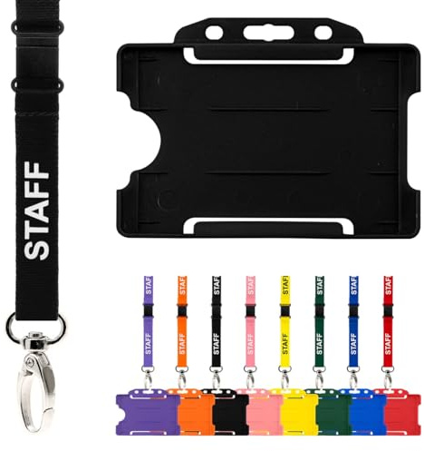 CKB Ltd Schlüsselband mit Kartenhalter, Doppelpack, Ausweis, Sicherheitsband, Umhängeband, Drehgelenk, Metallclip, Schnellverschluss-Design, Schwarz