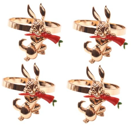 Serviettenschnalle, 4 Stück, Hasen-Serviettenringe, Hasen-Serviettenring, Oster-Serviettenringe, schöne Oster-Serviettenschnalle, Osterhasen-Serviettenring aus Edelstahl