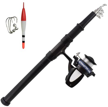 ADEPTNA Extendable Fishing Rod with Float & Hooks - 160cm Telescopic Rod for Beginners and Professionals, Ideal for Freshwater and Saltwater Fishing