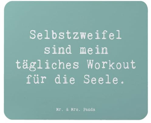 Mr. & Mrs. Panda Mauspad Spruch Selbstzweifel Workout - Geschenk, tägliches Workout, Selbstwahrnehmung, Mausunterlage, mentale Gesundheit, Stimmung,