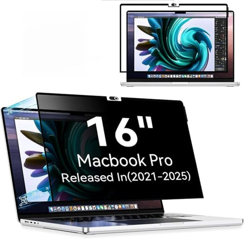 Filtre Confidentialité pour MacBook Pro 16 M5 M4 M3 M2 M1 par Nano-Adhésif | Réutilisable Filtre Anti Espion Lumière Bleu Reflet Sans Colle,Laptop Protection Ecran pour Mac Pro 16 Pouces (2021-2026)
