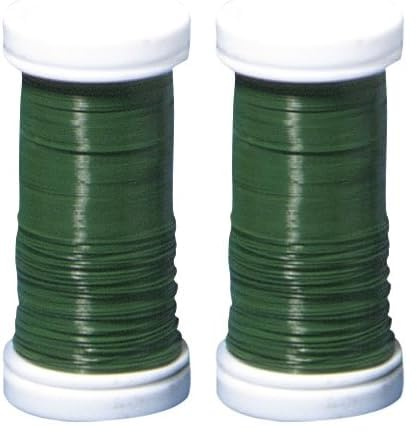 RAYHER HOBBY Rayher 2400113 Blumendraht, grün lackiert, 0,35 mm ø, Spule 100 m, Material Eisen, nickelfrei, Basteldraht, Wickeldraht (Packung mit 2)