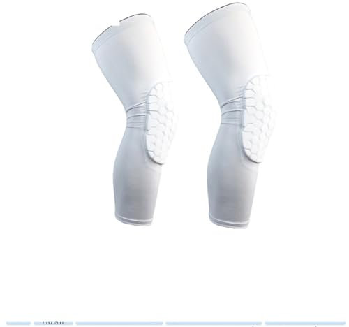 NJIEzhao Knee Pads Kids/Youth Sports Honeycomb Compression Knee Pads Guards Protective Gear For Basketball, Football, Volleyball, Cycling(White-2Pcs,YXL)