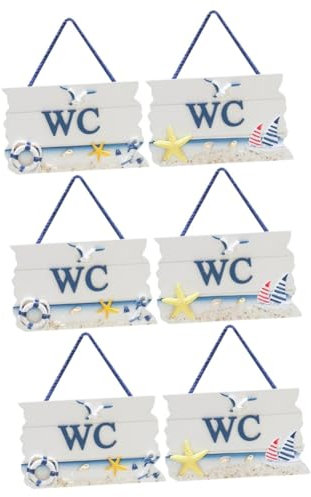 Cabilock 6 Stück Holz Wc Auflistung Wc Schild Hausnummern Für Draußen Wc Tür Wc Wc Schild Wc Hängebrett Mediterraner Stil Türschild Herren Embleme Badezimmer