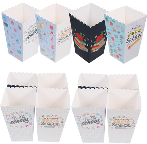 ULTECHNOVO 12piezas Cajas De Palomitas De Maíz Para Fiesta De Regreso Clases Contenedores Reutilizables Para Snacks Decoración De Aula y Suministros De Fiesta Para Primer Día De Escuela