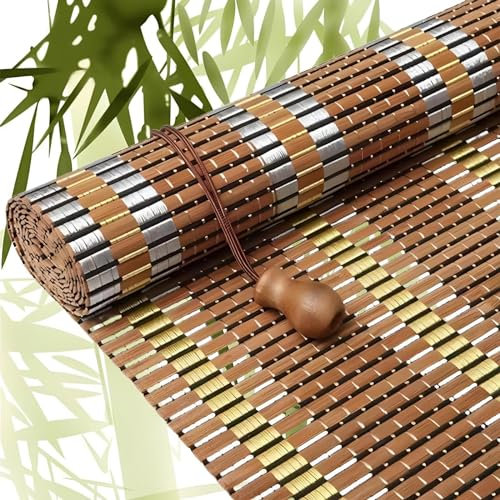 Eiauiuo Bambusrollo Retro Bambusjalousie Sonnenschutz Sichtschutz 85% Blickdich Raffrollos Jalousien Natur Holzrollo Für Fenster und Tür Innen-/Außen Seitenzugrollo(Width 160cm,High 200cm)