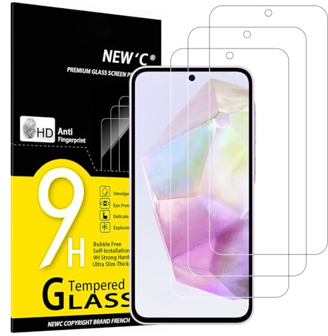 NEW'C 3 Pack, skärmskydd i glas för Samsung Galaxy A56 5G / A36 5G, bubbelfri, 9H hårdhet, 0,33 mm ultratransparent, ultrabeständigt härdat glas