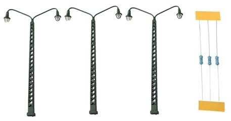 Zeroupshop Modelleisenbahn-Lichter, 3 Stück für TT Gauge Scale Modelleisenbahn Gittermastlichter LED Schienenlampen für Anschluss 12-16V Serie Widerstände