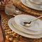 Porland Izem Service de table en porcelaine 24 pièces pour 6 personnes Blanc/doré
