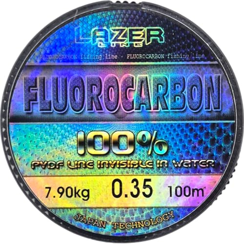 LAZER LINE Fluorocarbon Angelschnur 100m DIA0,35mm Test 7,9kg - Transparent | Vorfachschnur für Hecht Zander Barsch Forelle Karpfen - Fluorocarbon Vorfach - Raubfish Angeln Schnur – Flourocarbonschnur